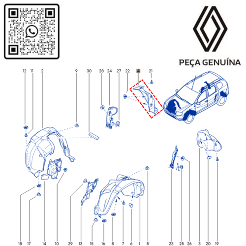 RN 98804R 767498804R PROTETOR DE PLASTICO DA CAIXA DE RODA D 3